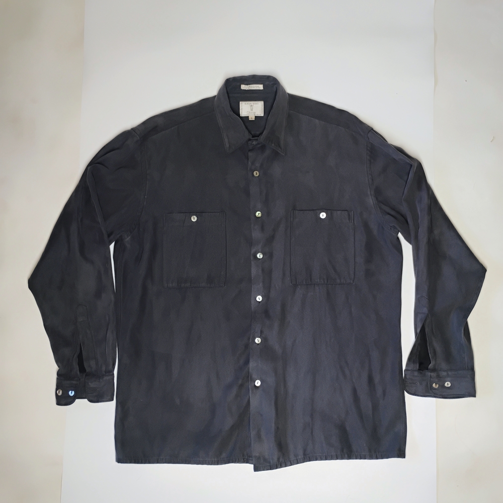 Burma Bibas Men's Size Large Casual Button-Down Shirt  Suede Like Material Gray